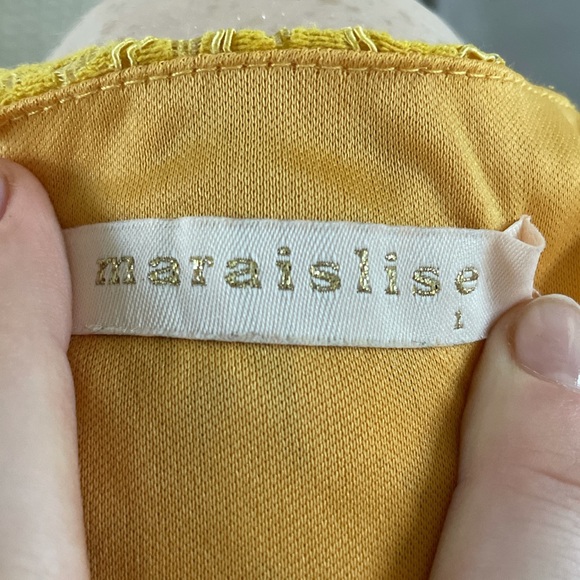 Yellow lace floral cotton summer mini sundress - Picture 4 of 4